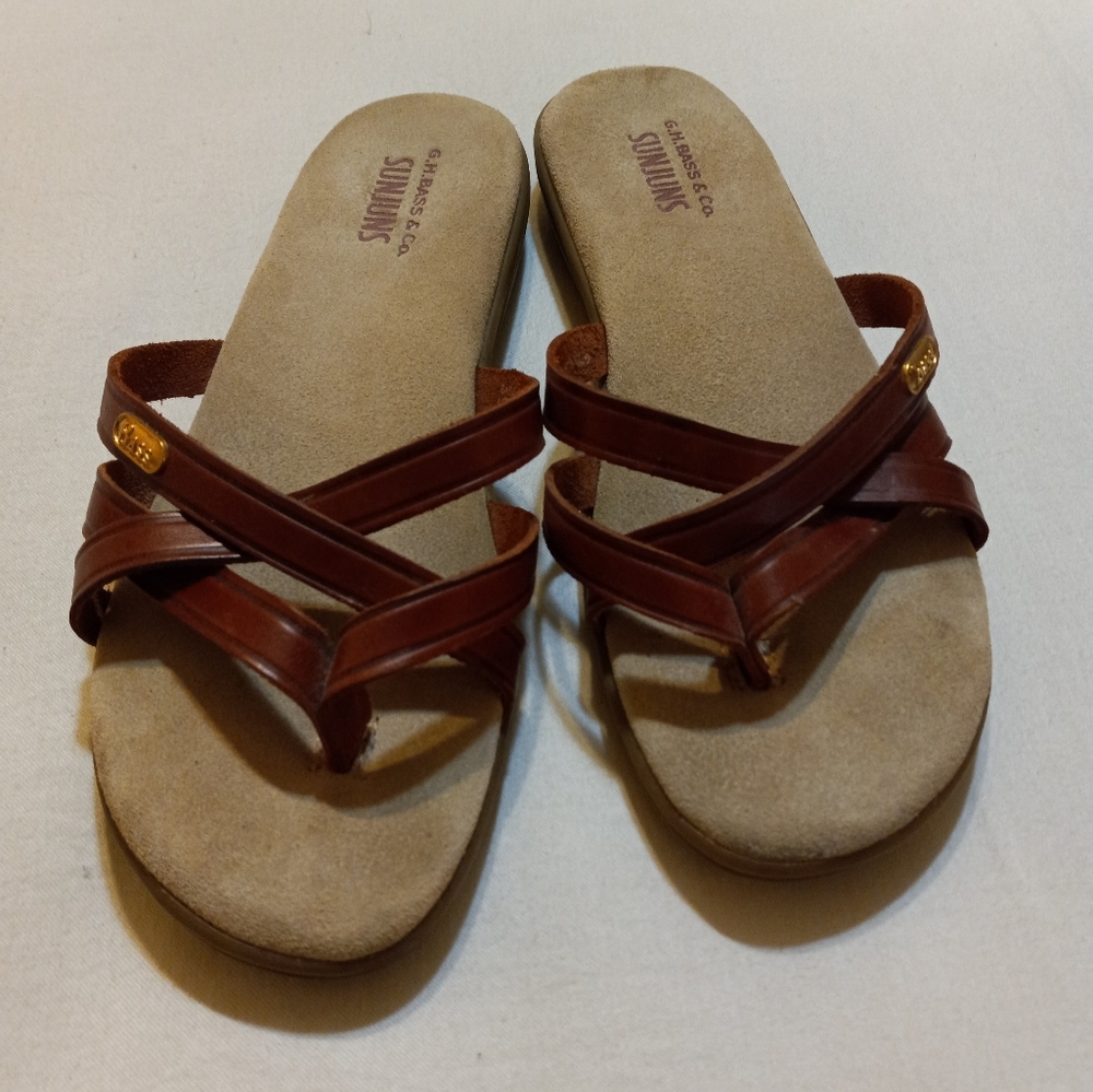 Bass SUNJUNS Brown Sandal Strappy 7.5 W